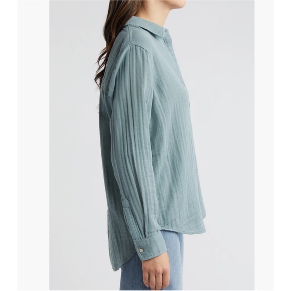 Rails Ellis Cotton Gauze Button Up Shirt in Aloe, Size S - Picture 3 of 13